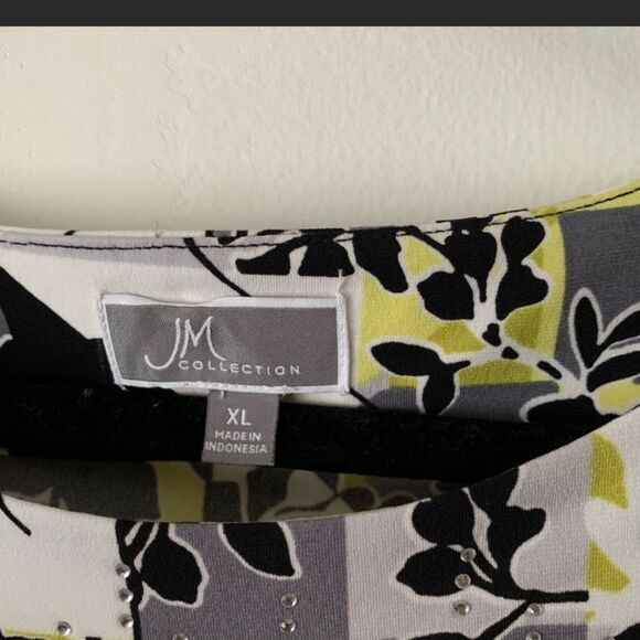 JM Collection, colorful long sleeved blouse, decorated with rhinestones,XL - Picture 8 of 10